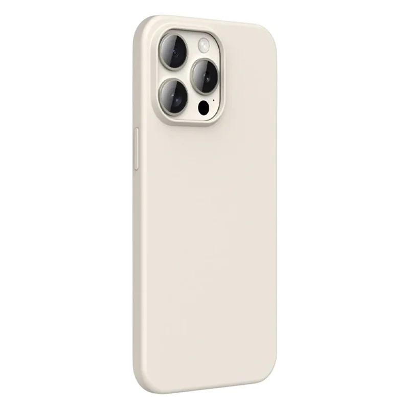Coque pour iPhone 15 Pro Max Ultra Fine en Silicone Liquide + PC Anti-Rayures - Blanc Antique