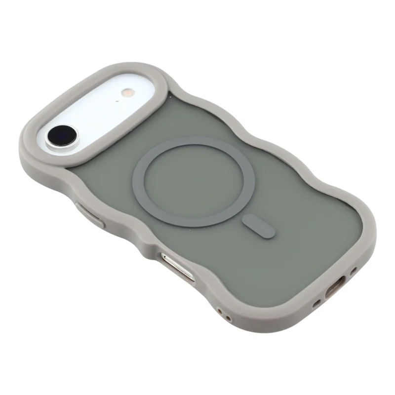 Capa de Ar para iPhone 17 Compatível com MagSafe TPU + PC Capa Traseira para Celular com Design de Ondas Táteis - Cinza