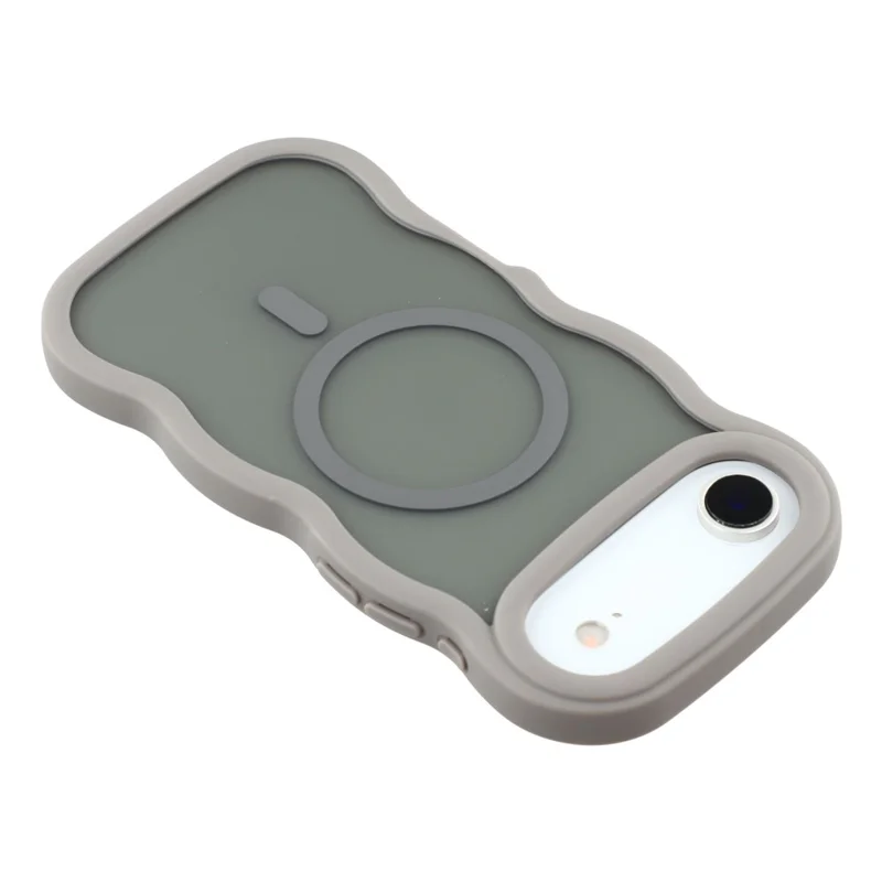 Capa de Ar para iPhone 17 Compatível com MagSafe TPU + PC Capa Traseira para Celular com Design de Ondas Táteis - Cinza