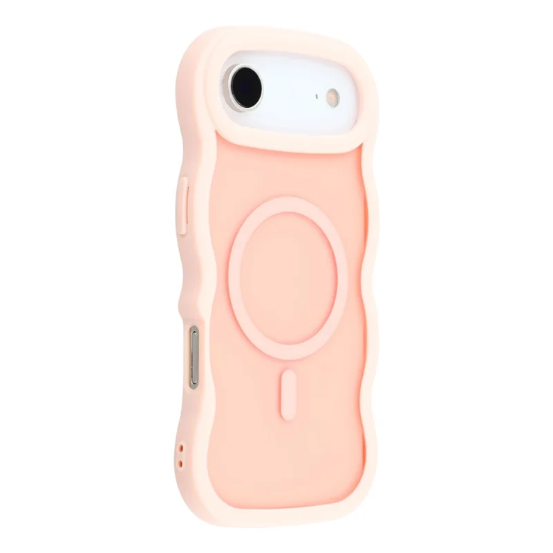 For iPhone Air Case Compatible with MagSafe TPU + PC Phone Back Cover Skin Touch Wave Shape - Pink