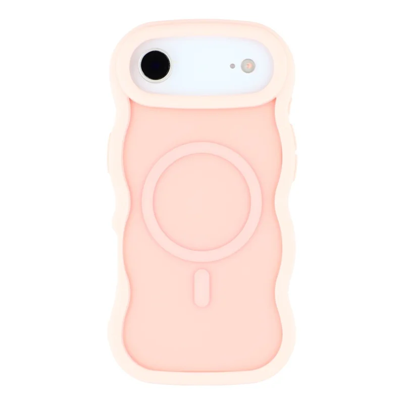 For iPhone Air Case Compatible with MagSafe TPU + PC Phone Back Cover Skin Touch Wave Shape - Pink