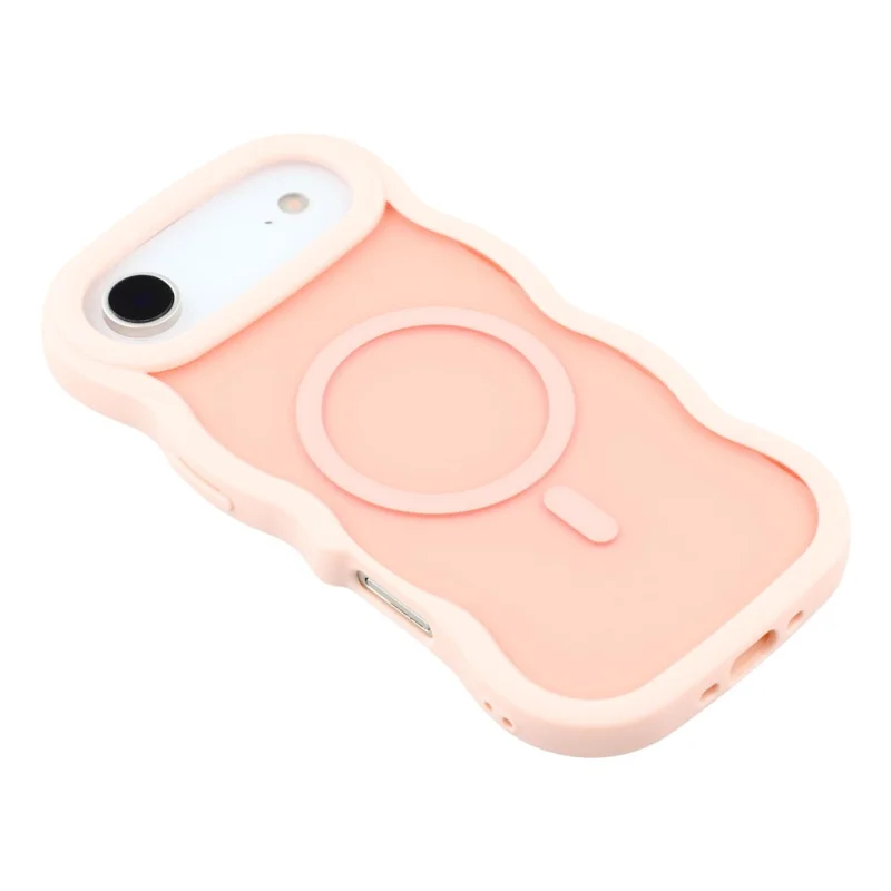For iPhone Air Case Compatible with MagSafe TPU + PC Phone Back Cover Skin Touch Wave Shape - Pink