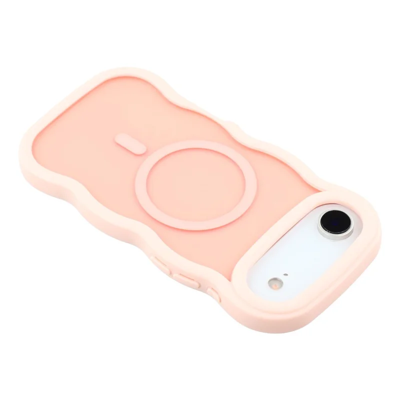 For iPhone Air Case Compatible with MagSafe TPU + PC Phone Back Cover Skin Touch Wave Shape - Pink