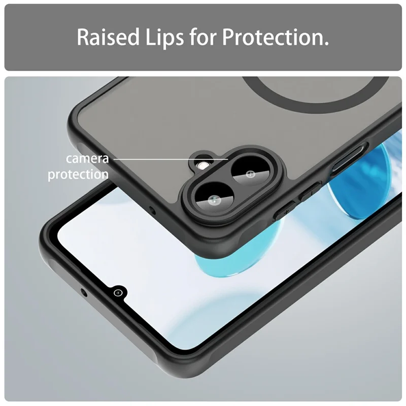 For Samsung Galaxy A07 4G Case Compatible with MagSafe Anti Drop PC + TPU Phone Cover - Black