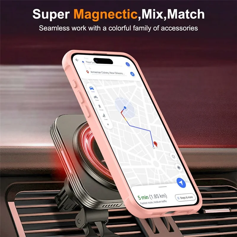 For iPhone 17 Case Magnetic Kickstand TPU + PC Shockproof Hybrid Phone Cover - Pink