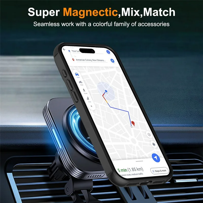 For iPhone Air Case Magnetic Kickstand TPU + PC Shockproof Hybrid Phone Cover - Black