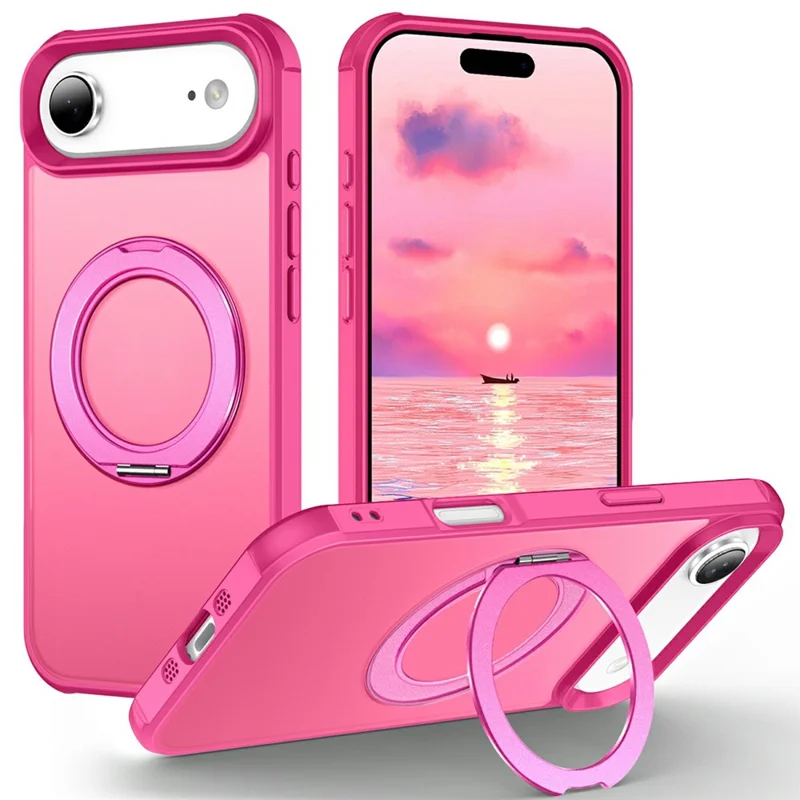For iPhone Air Case Magnetic Kickstand TPU + PC Shockproof Hybrid Phone Cover - Rose