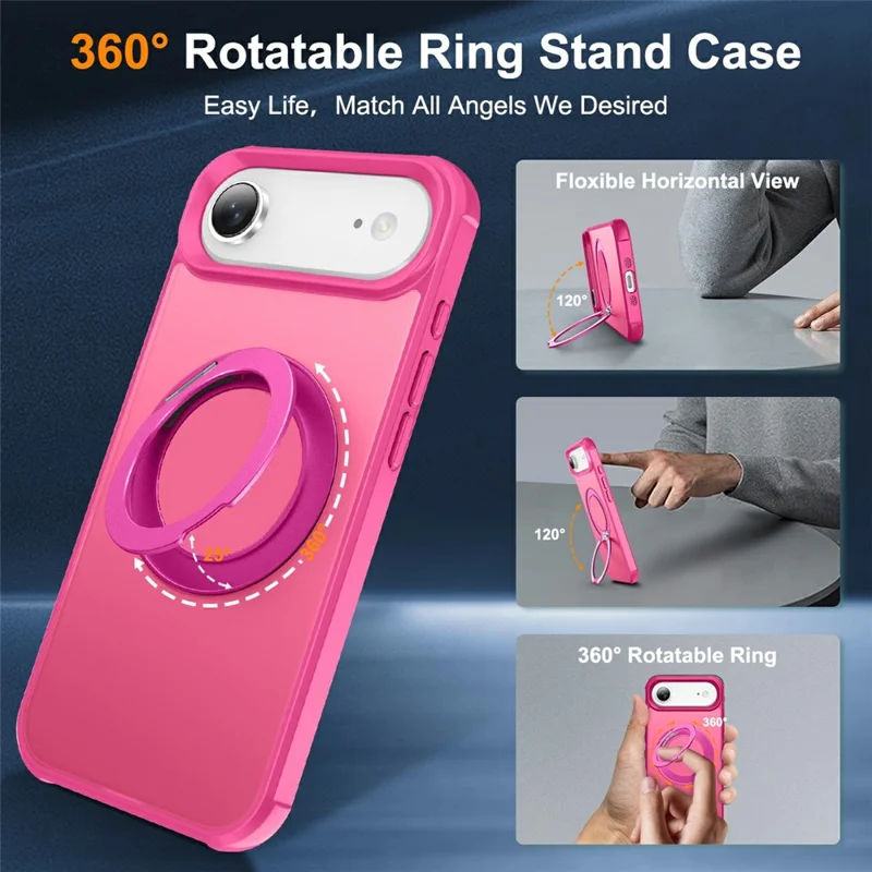 For iPhone Air Case Magnetic Kickstand TPU + PC Shockproof Hybrid Phone Cover - Rose