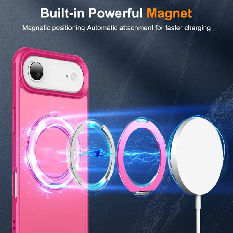 For iPhone Air Case Magnetic Kickstand TPU + PC Shockproof Hybrid Phone Cover - Rose