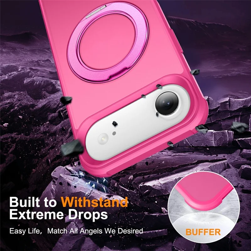 For iPhone Air Case Magnetic Kickstand TPU + PC Shockproof Hybrid Phone Cover - Rose
