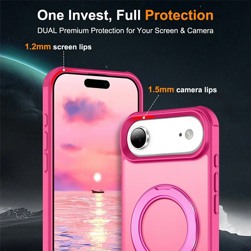 For iPhone Air Case Magnetic Kickstand TPU + PC Shockproof Hybrid Phone Cover - Rose