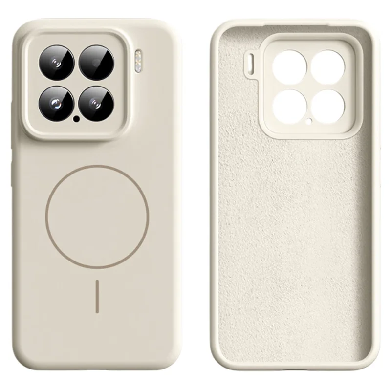 Pour Xiaomi 15 Étui Compatible avec MagSafe Peau Douce au Toucher Silicone Liquide + Étui de Téléphone en PC - Blanc Antique