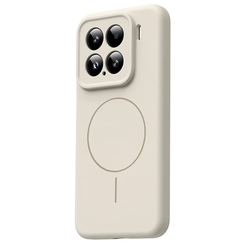Pour Xiaomi 15 Étui Compatible avec MagSafe Peau Douce au Toucher Silicone Liquide + Étui de Téléphone en PC - Blanc Antique