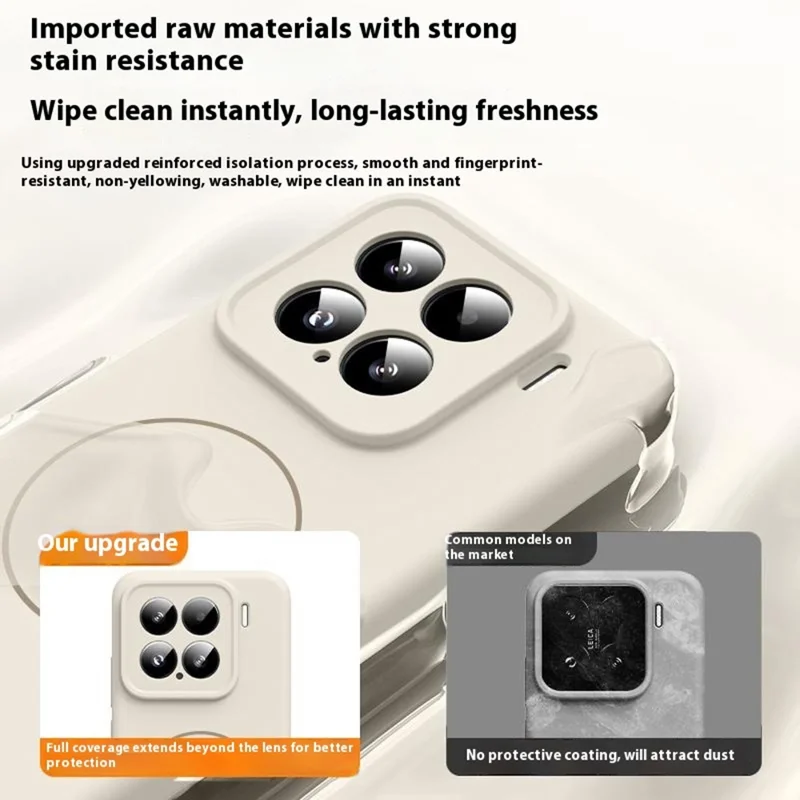 Pour Xiaomi 15 Étui Compatible avec MagSafe Peau Douce au Toucher Silicone Liquide + Étui de Téléphone en PC - Blanc Antique