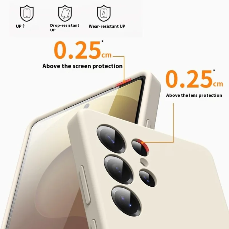For Samsung Galaxy S25 Ultra Case Compatible with MagSafe Soft Skin-Touch Liquid Silicone + PC Phone Cover - Antique White
