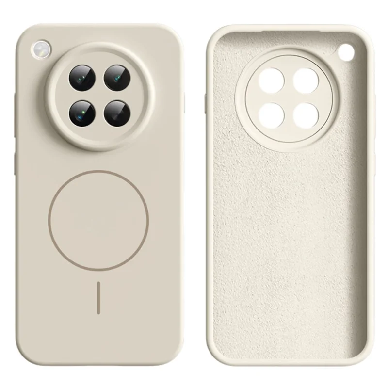 Étui Oppo Find X8s 5G Compatible avec MagSafe, Silicone Liquide Doux au Toucher + Coque de Téléphone en PC - Blanc Antique