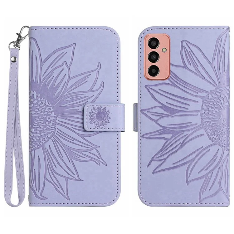 Pour Samsung Galaxy M13 4G HT04 HT04 Splash Toof-touch-touch PU Leather Telephone Guard Cover Imprimé de Porte-tournes - Violet Clair