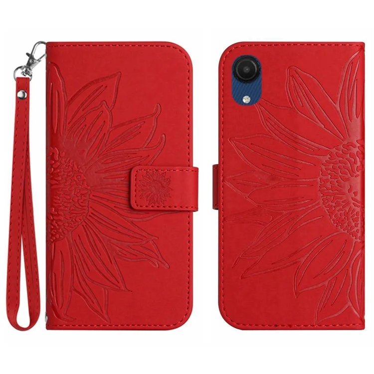 Per Samsung Galaxy A23e / A23s HT04 Case di Pellicola in Pelle PU Anti-splash-touch PU Coperchio Stante Sulla Sulla Coperchi - Rosso