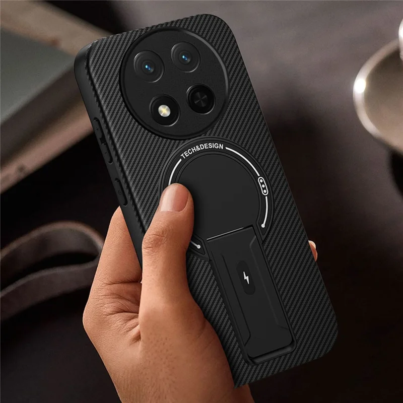Funda para Honor X9c 5G / X60 Pro 5G / Magic7 Lite 5G con Textura de Fibra de Carbono, Carcasa PC + TPU con Soporte - Negro