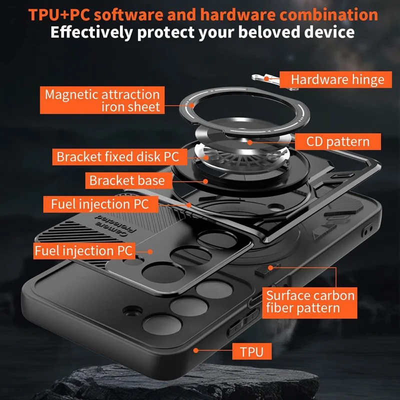 Для Xiaomi Redmi Turbo 4 Pro 5G Магнитный чехол Вращающаяся подставка TPU + PC Чехол для телефона - Черный