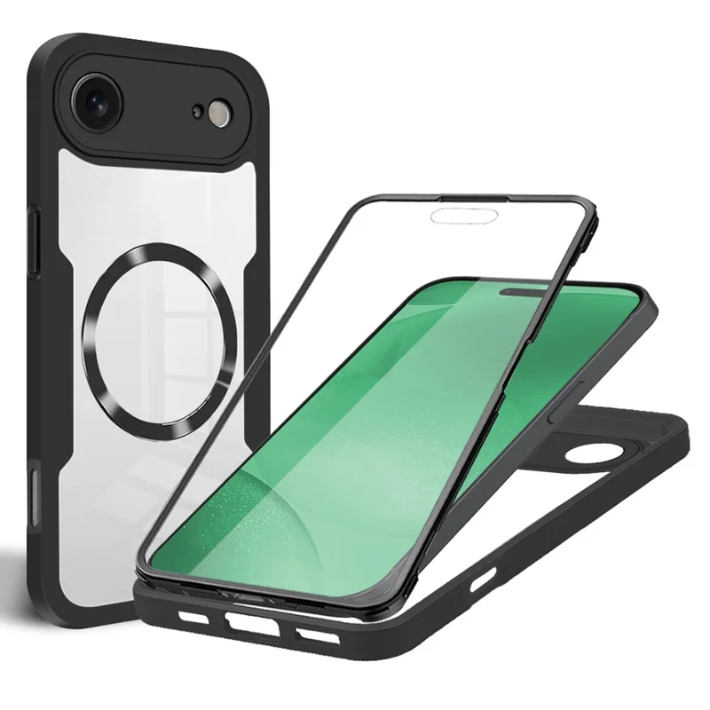 For iPhone Air Case Compatible with MagSafe PC + TPU + Acrylic Full Protection Phone Cover - Black