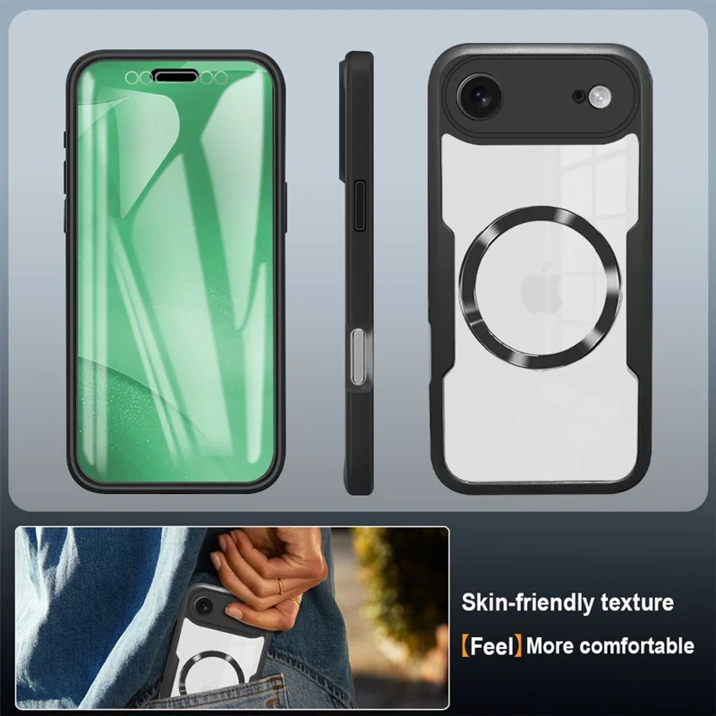 For iPhone Air Case Compatible with MagSafe PC + TPU + Acrylic Full Protection Phone Cover - Black