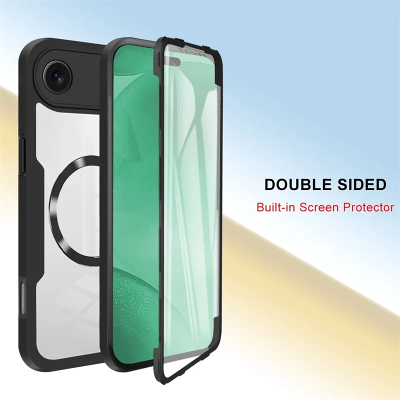 For iPhone Air Case Compatible with MagSafe PC + TPU + Acrylic Full Protection Phone Cover - Black