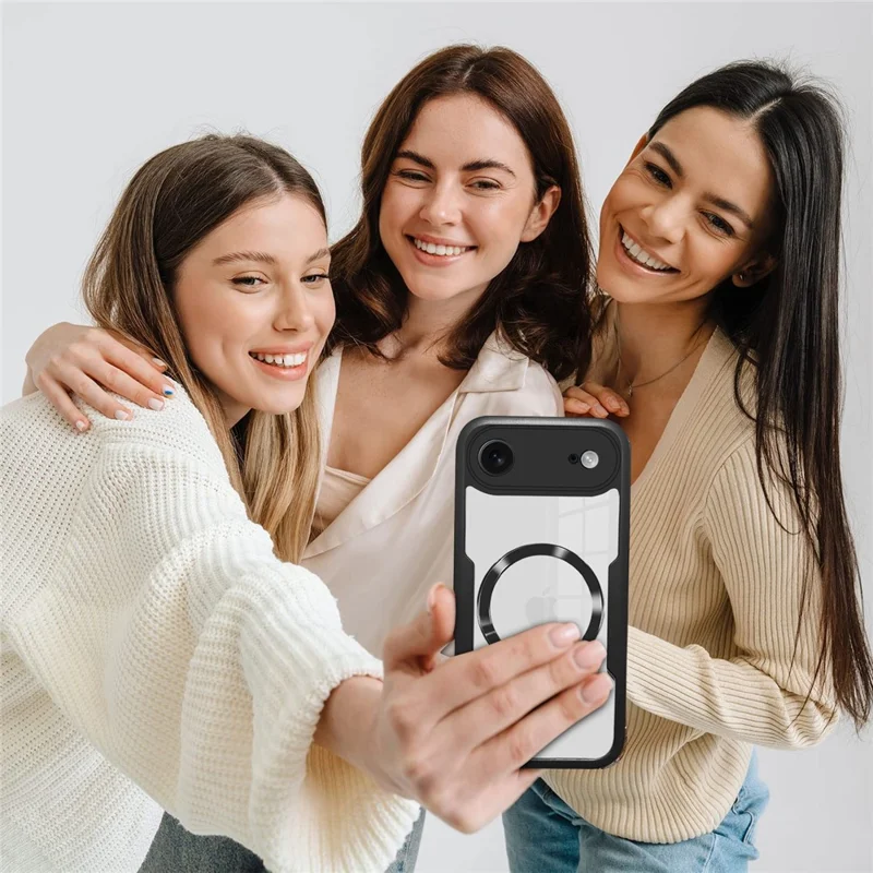 For iPhone Air Case Compatible with MagSafe PC + TPU + Acrylic Full Protection Phone Cover - Black