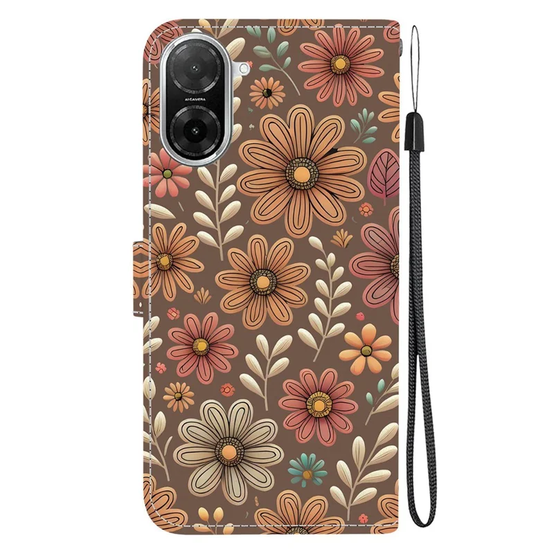 For Xiaomi Redmi A5 NFC (EU) (173.45mm) Wallet Case Pattern Printing Leather Stand Phone Cover with Strap - Blossom