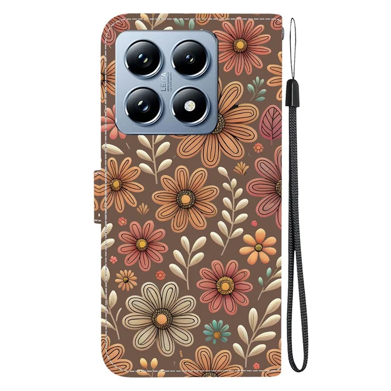 For Xiaomi 14T Wallet Case Pattern Printing Leather Stand Phone Cover with Strap - Blossom