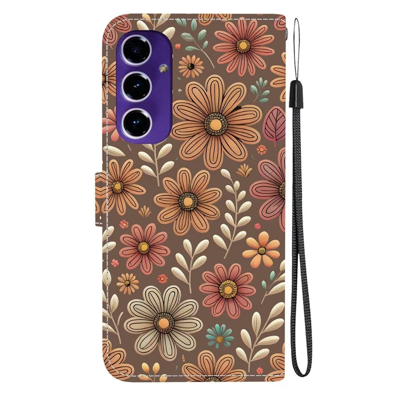 For Samsung Galaxy S24 FE Wallet Case Pattern Printing Leather Stand Phone Cover with Strap - Blossom