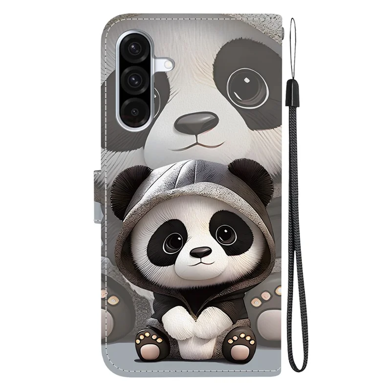 For Samsung Galaxy A17 5G / A17 4G / A26 5G Wallet Case Pattern Printing Leather Stand Phone Cover with Strap - Panda
