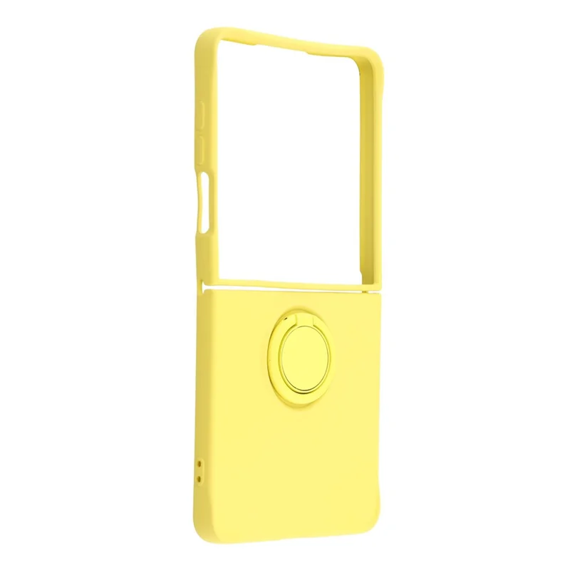 For Samsung Galaxy Z Flip7 5G Silicone Case with Strap Ring Kickstand Phone Cover - Yellow