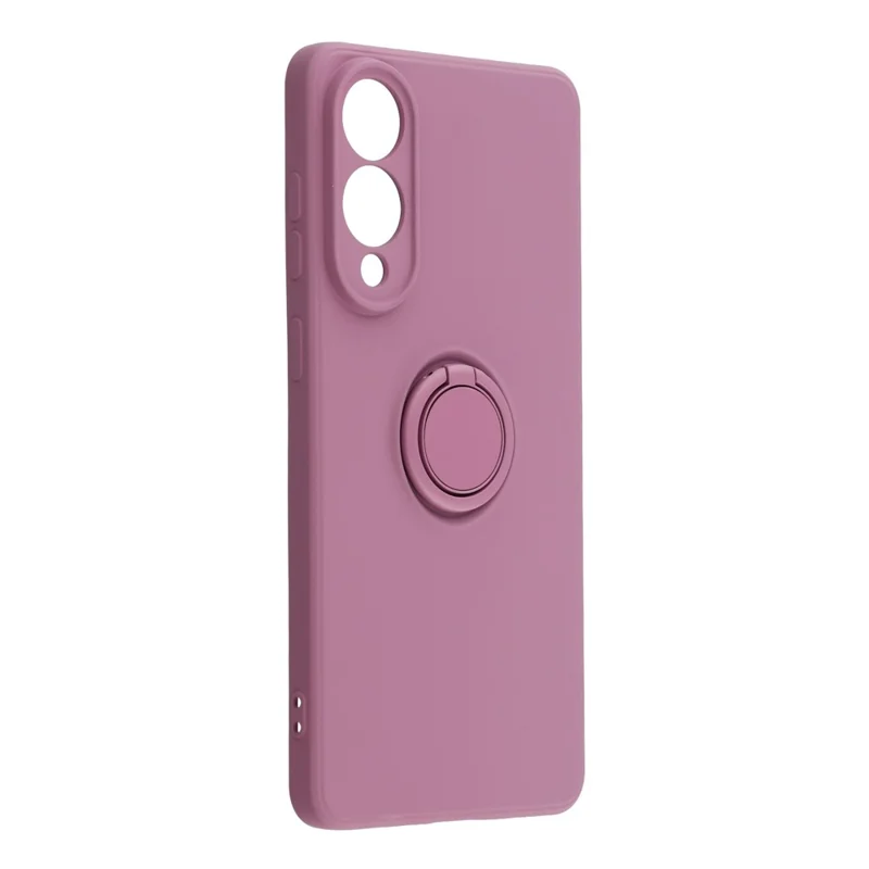 For Samsung Galaxy S25 Edge Silicone Case with Strap Ring Kickstand Phone Cover - Purple