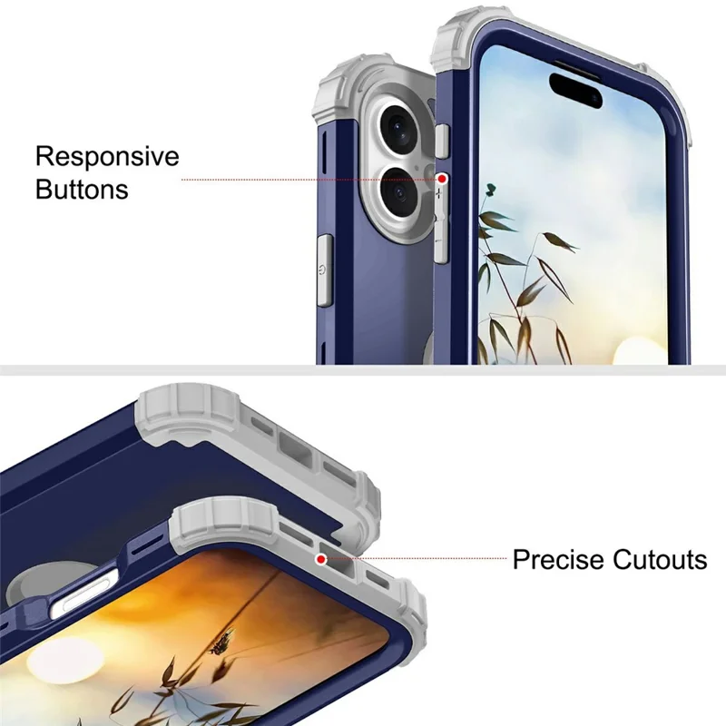 L-Style For iPhone 17 Case Shockproof PC + TPU Phone Back Cover - Navy Blue