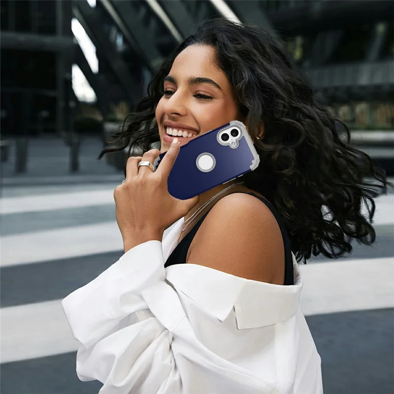 L-Style For iPhone 17 Case Shockproof PC + TPU Phone Back Cover - Navy Blue