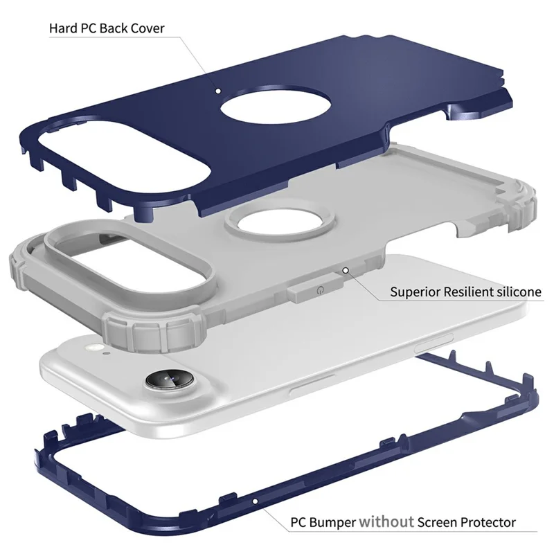 L-Style For iPhone Air Case Shockproof PC + TPU Phone Back Cover - Navy Blue