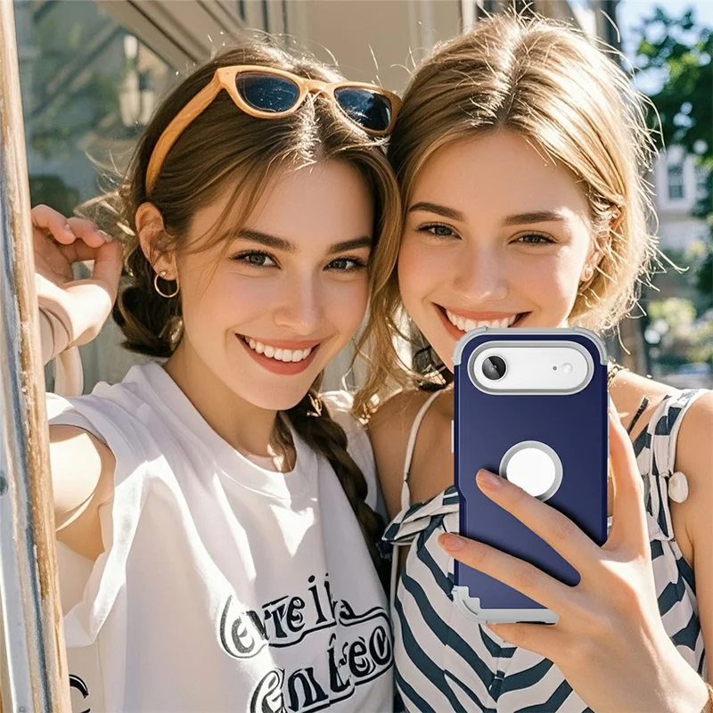 L-Style For iPhone Air Case Shockproof PC + TPU Phone Back Cover - Navy Blue