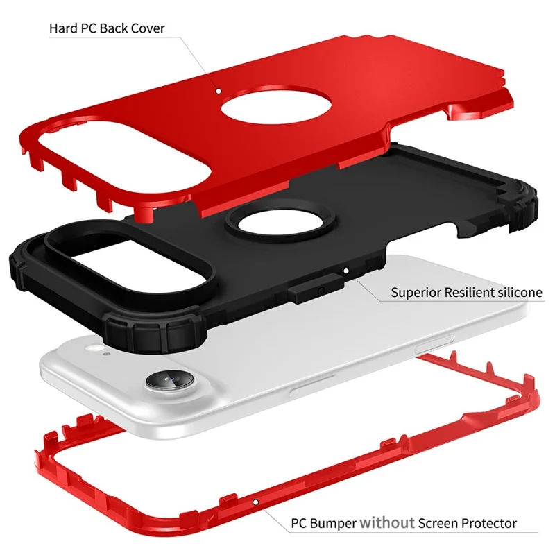 L-Style For iPhone Air Case Shockproof PC + TPU Phone Back Cover - Red