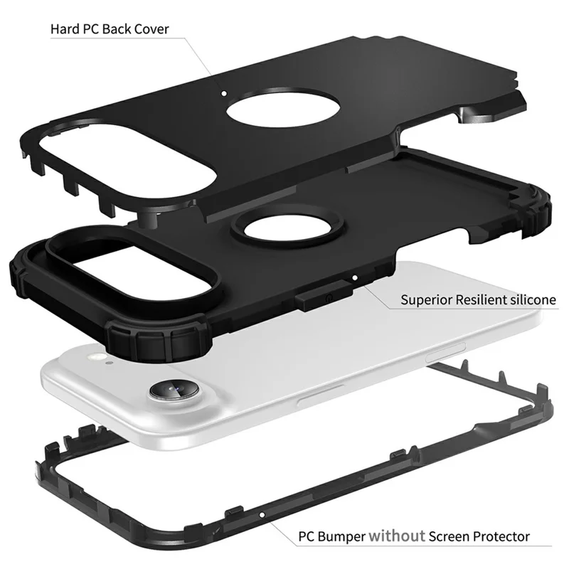 L-Style For iPhone Air Case Shockproof PC + TPU Phone Back Cover - Black