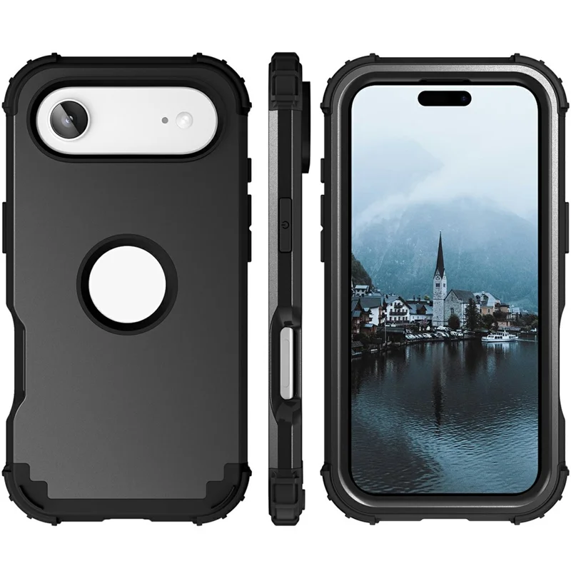 L-Style For iPhone Air Case Shockproof PC + TPU Phone Back Cover - Black