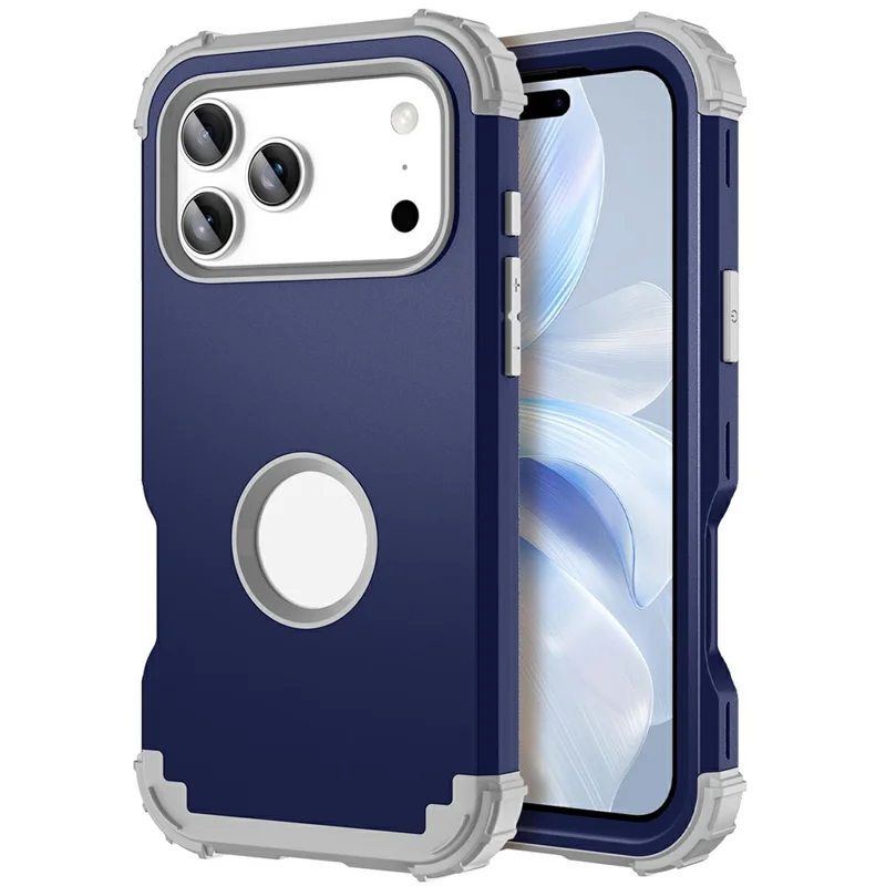 L-Style For iPhone 17 Pro Case Shockproof PC + TPU Phone Back Cover - Navy Blue