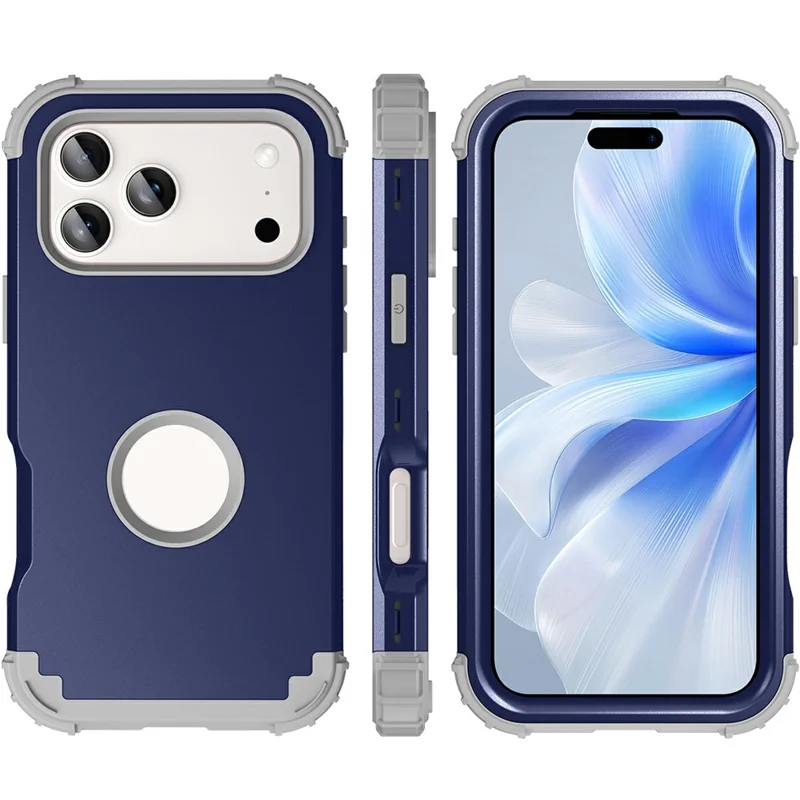 L-Style For iPhone 17 Pro Case Shockproof PC + TPU Phone Back Cover - Navy Blue