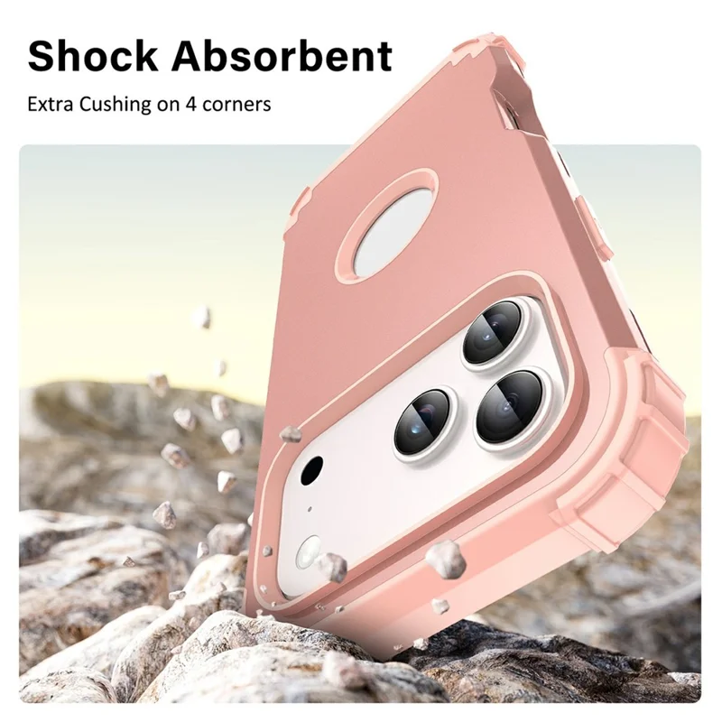 L-Style For iPhone 17 Pro Case Shockproof PC + TPU Phone Back Cover - Rose Gold