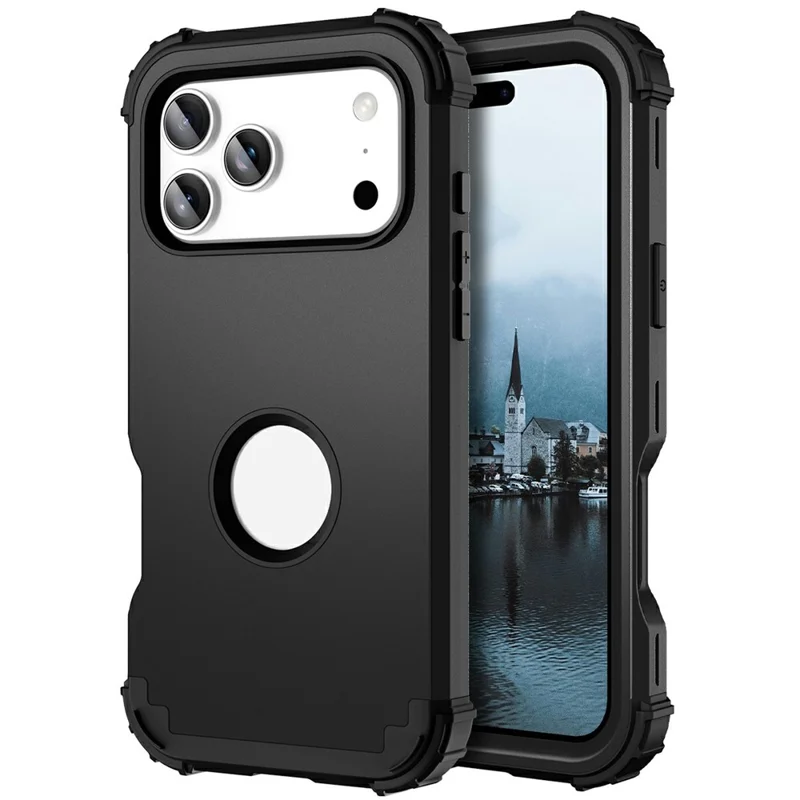 L-Style For iPhone 17 Pro Case Shockproof PC + TPU Phone Back Cover - Black