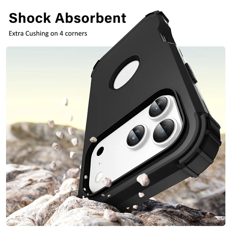 L-Style For iPhone 17 Pro Case Shockproof PC + TPU Phone Back Cover - Black