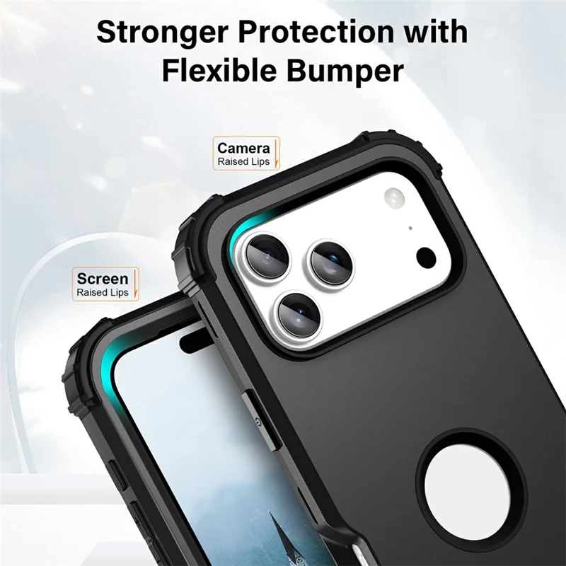 L-Style For iPhone 17 Pro Case Shockproof PC + TPU Phone Back Cover - Black