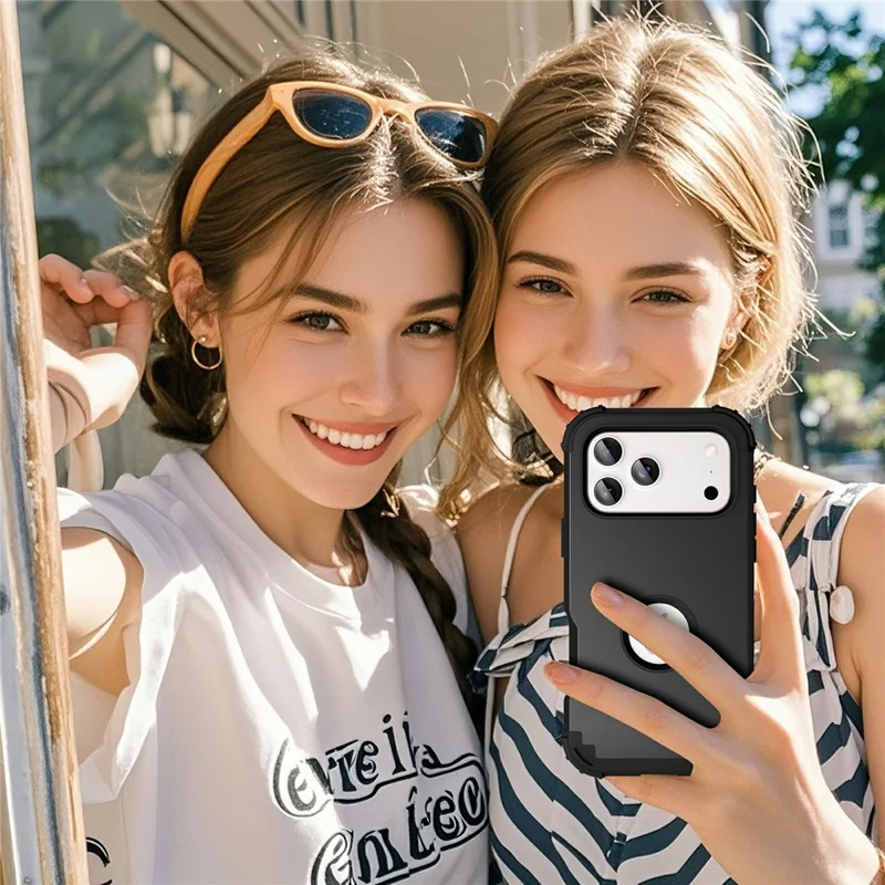 L-Style For iPhone 17 Pro Case Shockproof PC + TPU Phone Back Cover - Black