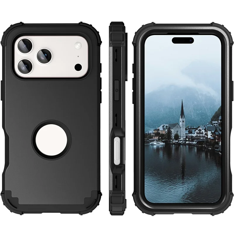 L-Style For iPhone 17 Pro Case Shockproof PC + TPU Phone Back Cover - Black