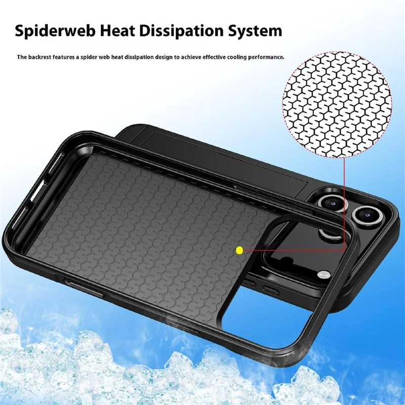 For iPhone 17 Pro Max Case with Sliding Card Holder PC + TPU Phone Back Cover - Black